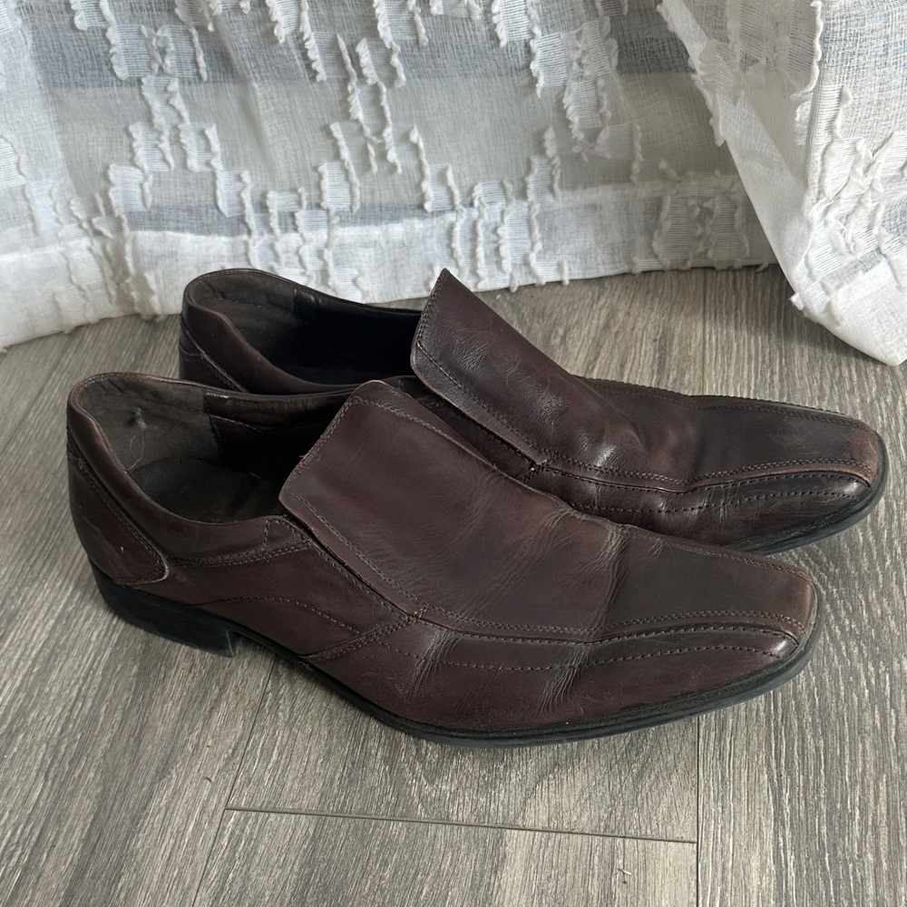 Kenneth Cole Reaction Rich Brown Leather Loafers